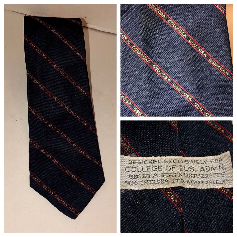 Georgia State University Business ADMN WM Chelsea Necktie Navy Blue Tie GSU/CBA